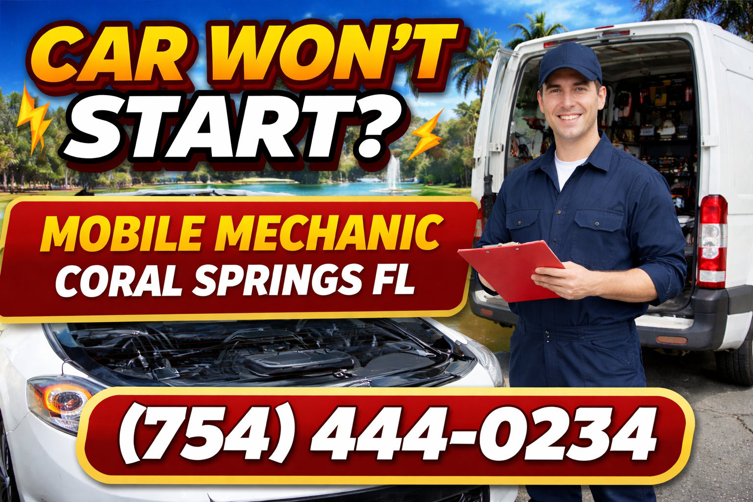 Car Won't Start? Mobile Mechanic in Coral Springs