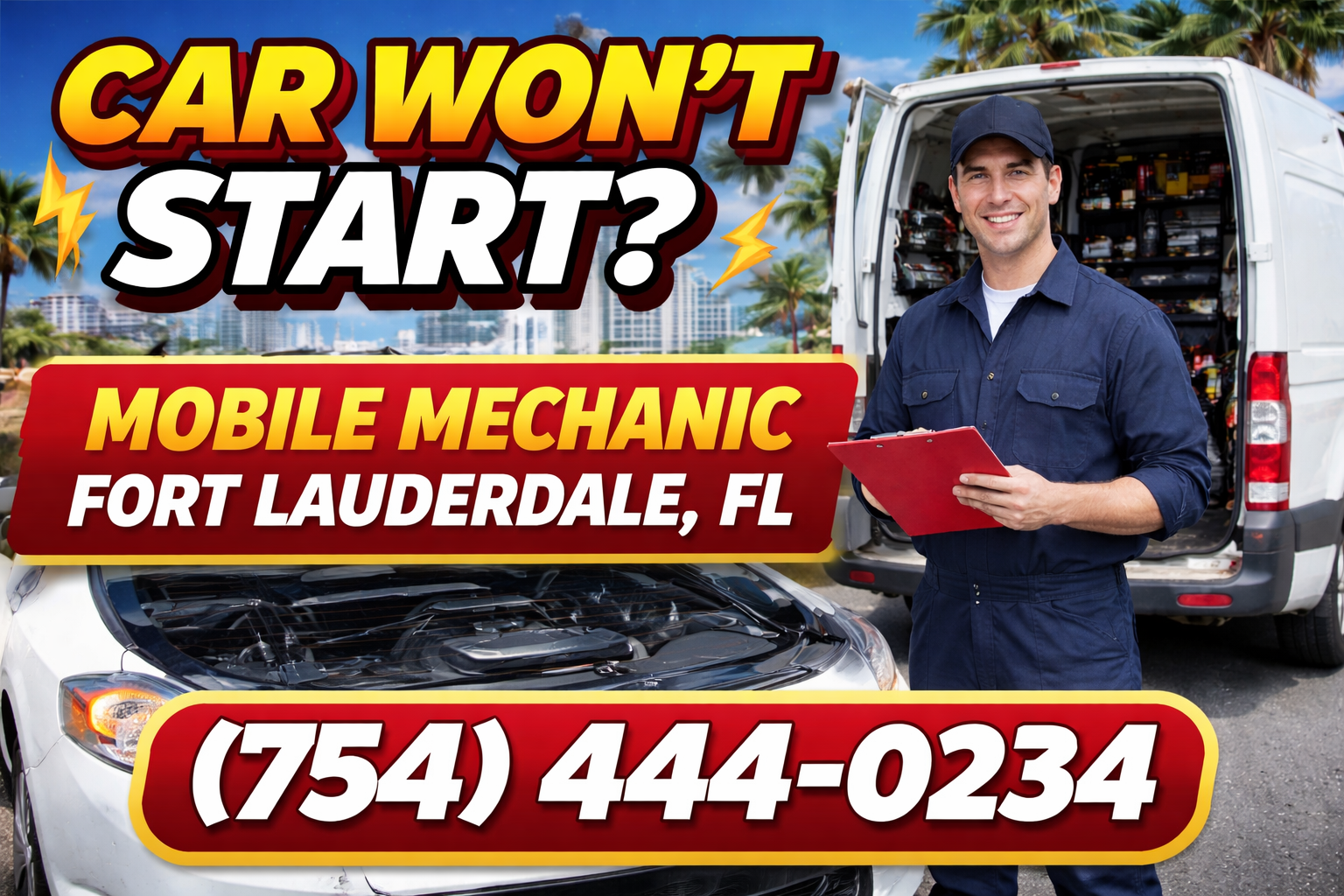 Car Won't Start? Mobile Mechanic in Fort Lauderdale
