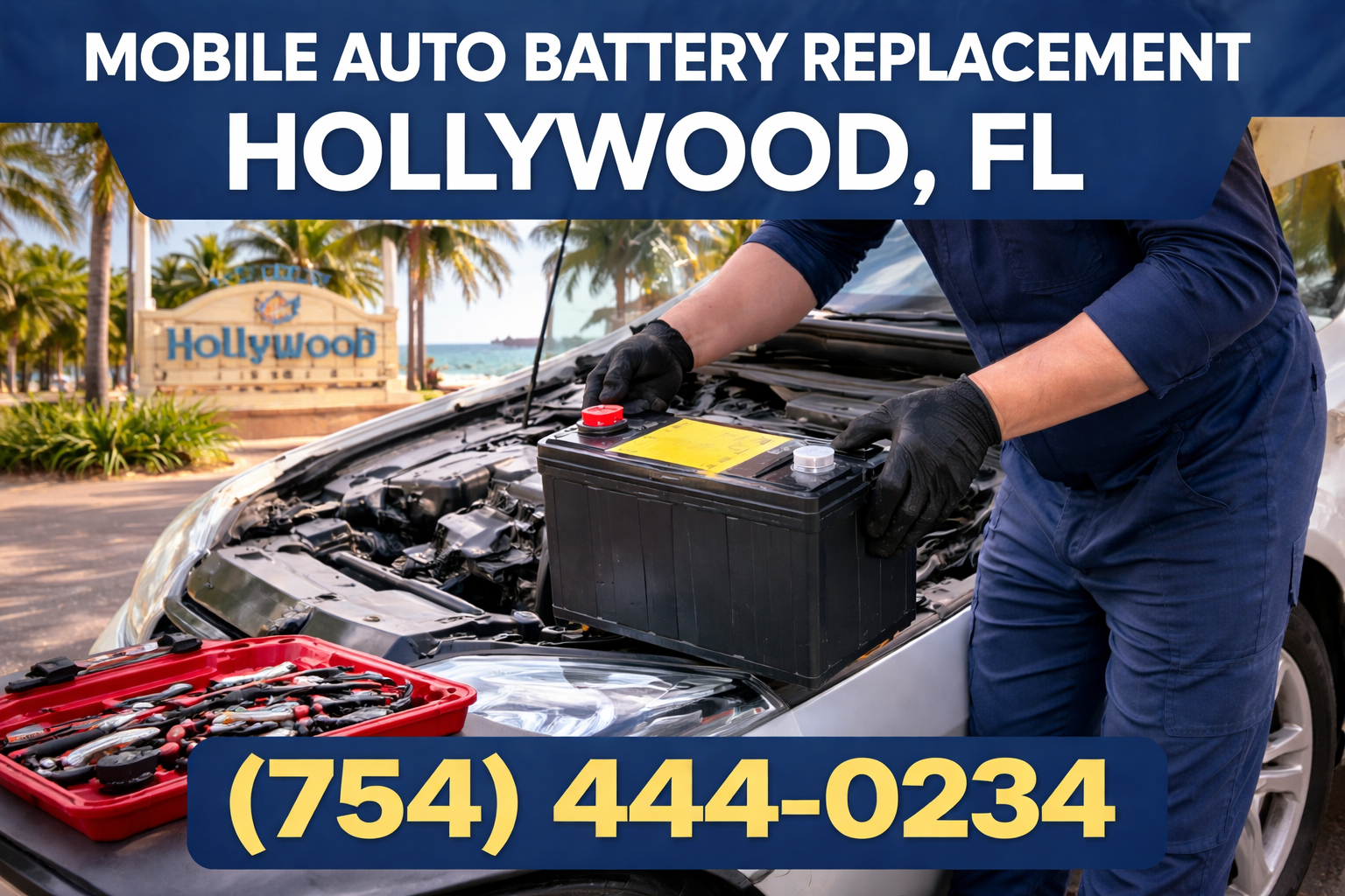 Mobile Auto Battery Replacement in Hollywood