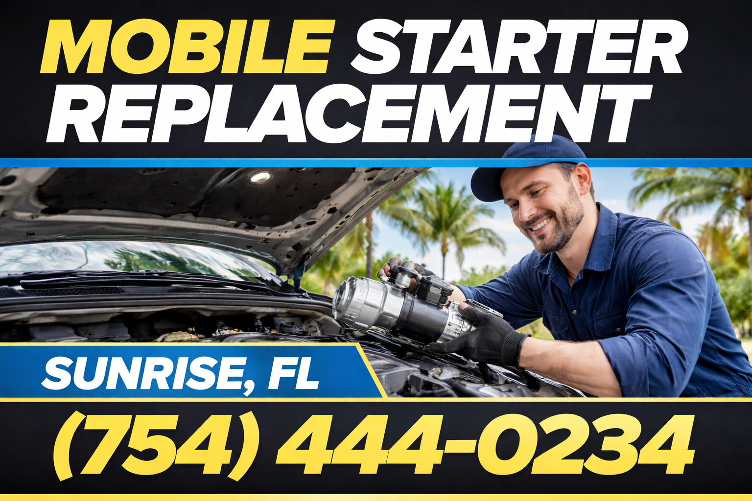 Dead Starter in Sunrise? Mobile Replacement—We Come Right to You