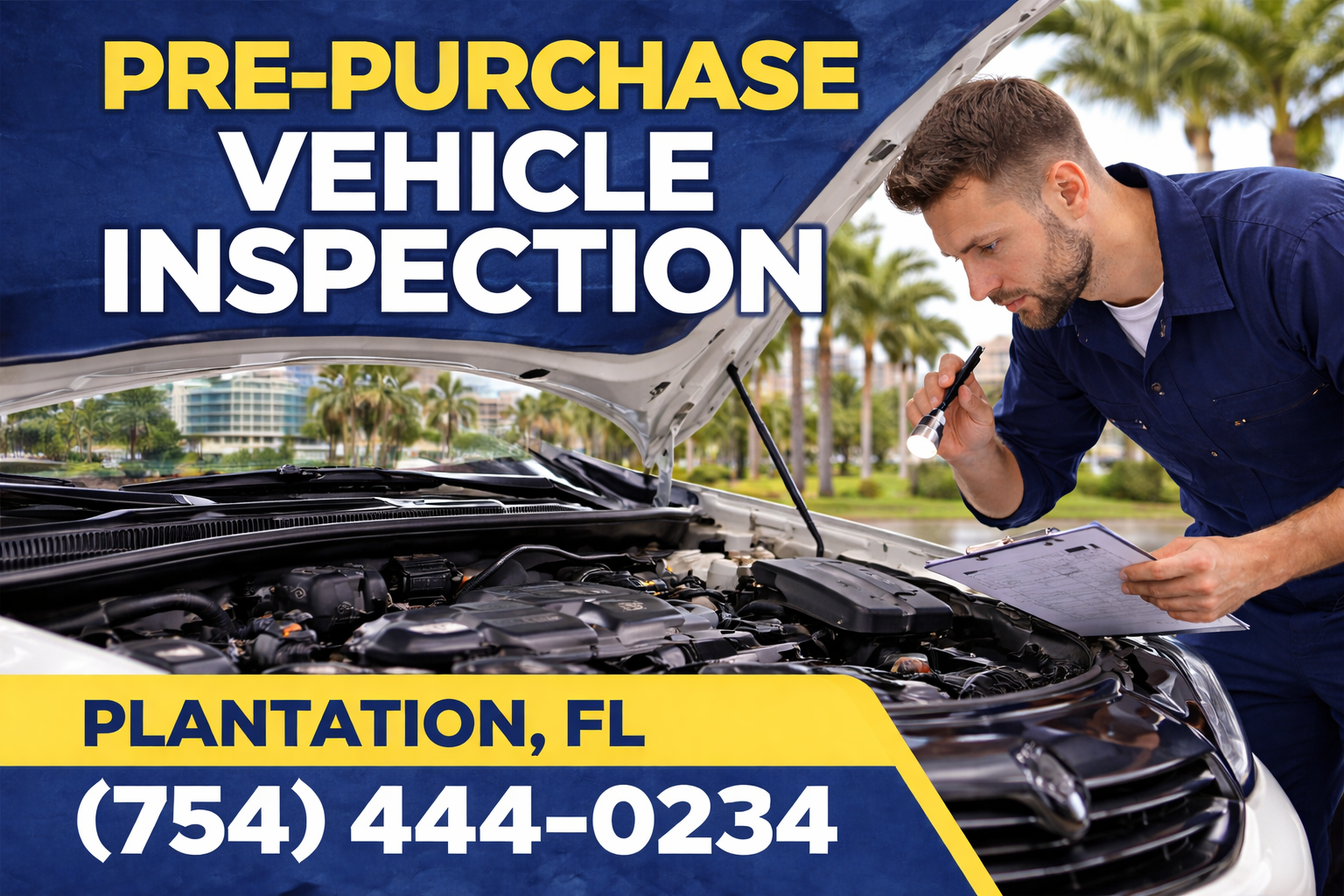 Pre-Purchase Vehicle Inspection in Plantation: Uncover Hidden Issues Before You Buy—We Come to You